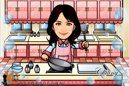 Digital Caricature Female In Kitchen Drawing